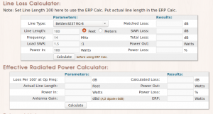 Coax Loss Calculator