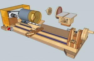 3-in-1 Woodworking Lathe-Sander-Grinder/Sharpener