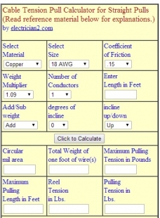 Cable Tension Pull Calculator