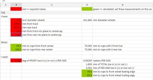 Wheel Alignment Spreadsheet