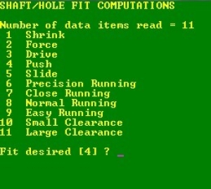 Shaft and Hole Fitment Program