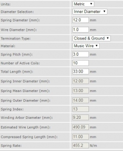 Spring Winding Arbor Size Calculator